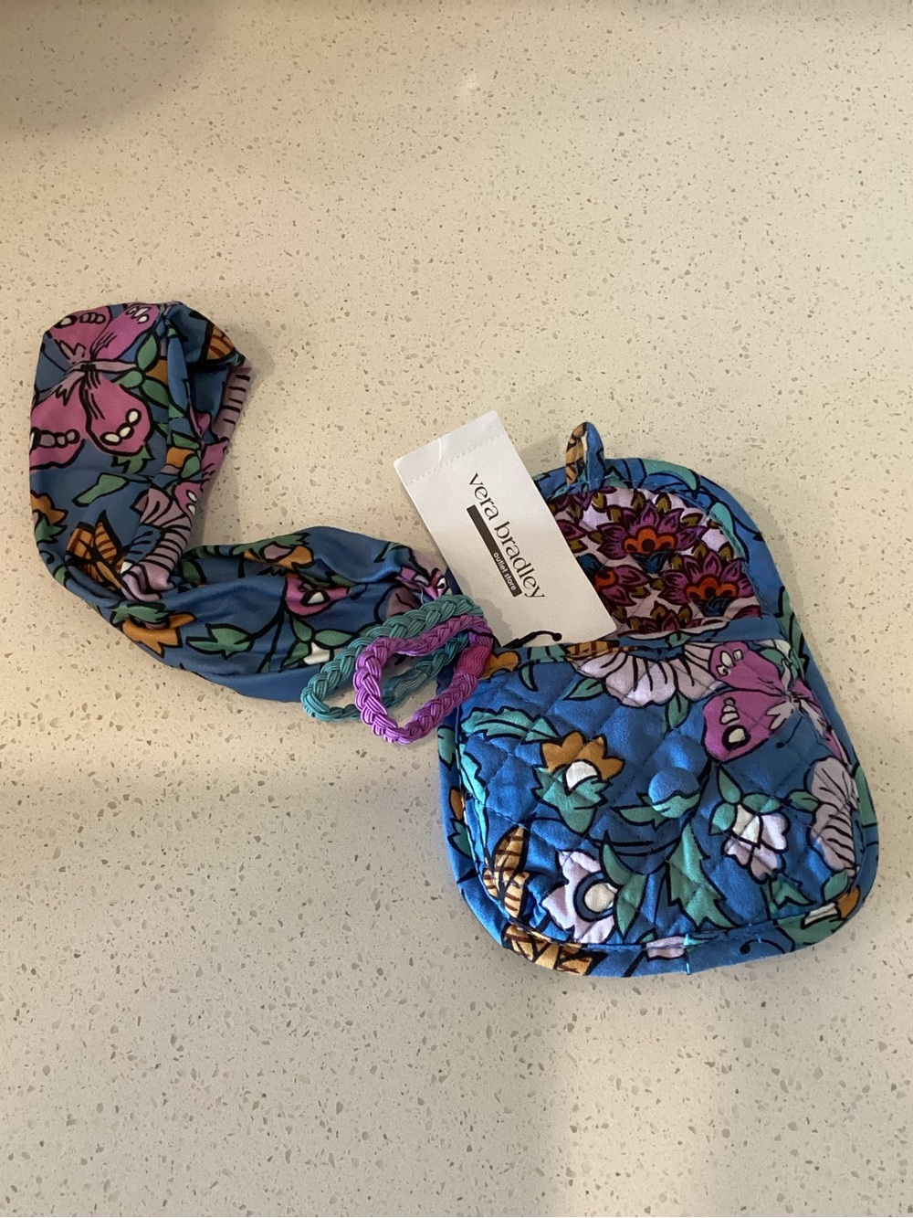 Vera Bradley Wild Prairie Blue Floral Hair Accessories Pouch